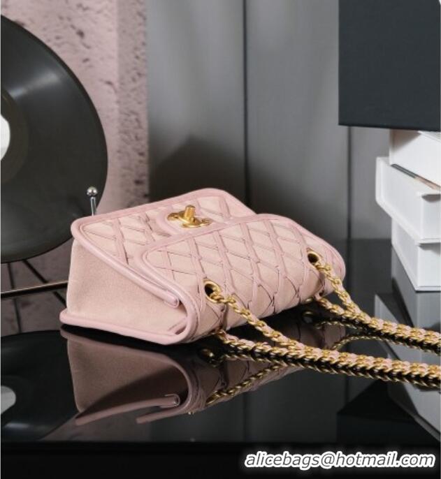 Top Grade Chanel Suede & Braided Calfskin Mini Flap Bag AS4797 Light Pink 2025