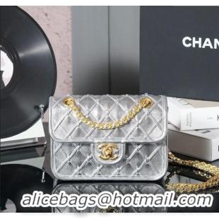 Big Discount Chanel Metallized Braided Calfskin Mini Flap Bag AS4797 Silver 2025