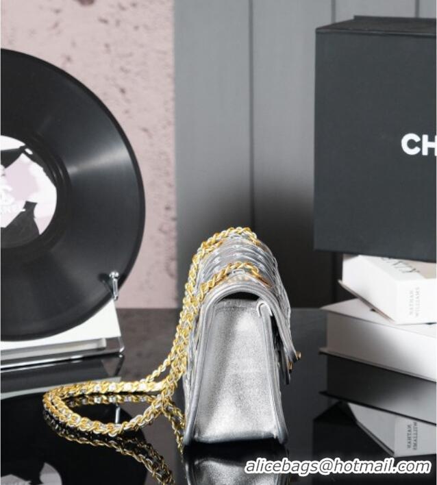 Big Discount Chanel Metallized Braided Calfskin Mini Flap Bag AS4797 Silver 2025