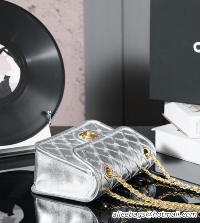 Big Discount Chanel Metallized Braided Calfskin Mini Flap Bag AS4797 Silver 2025