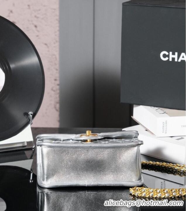 Big Discount Chanel Metallized Braided Calfskin Mini Flap Bag AS4797 Silver 2025