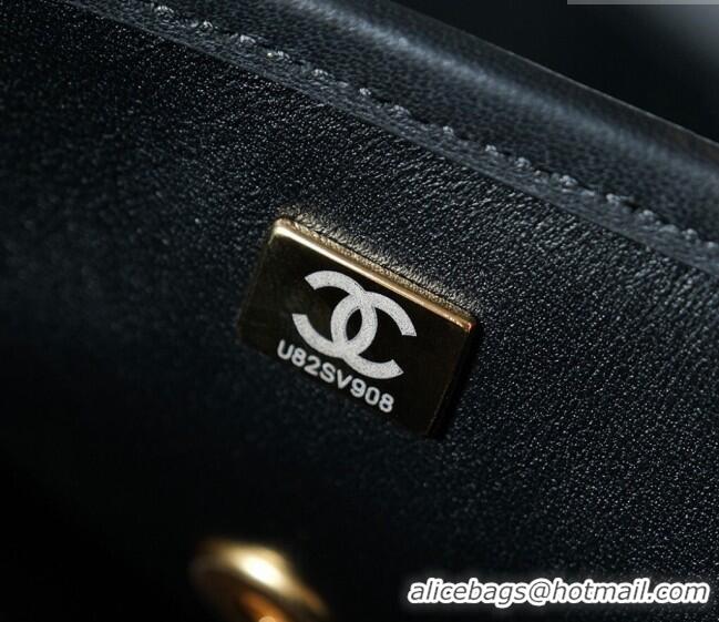 Top Grade Chanel Braided Calfskin Leather Mini Flap Bag AS4797 Black 2025