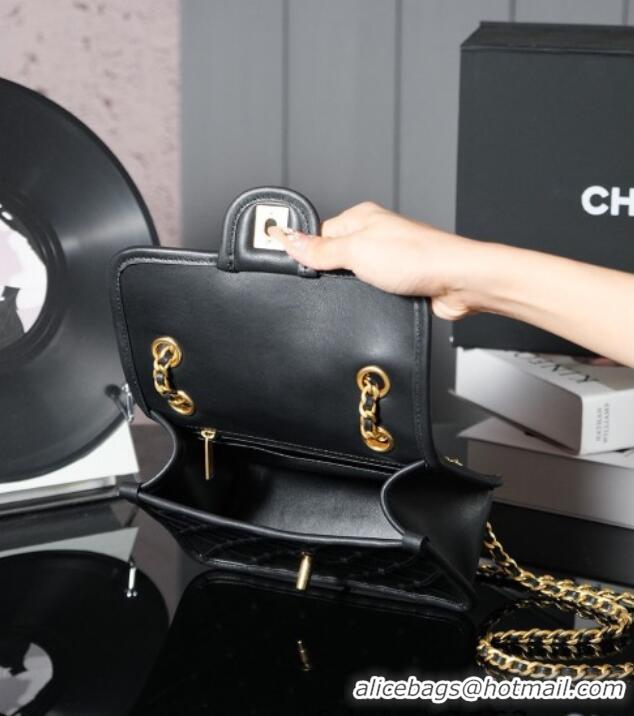 Top Grade Chanel Braided Calfskin Leather Mini Flap Bag AS4797 Black 2025