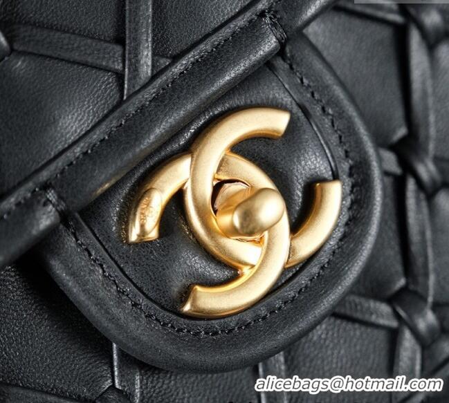 Top Grade Chanel Braided Calfskin Leather Mini Flap Bag AS4797 Black 2025