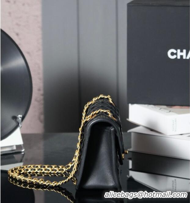 Top Grade Chanel Braided Calfskin Leather Mini Flap Bag AS4797 Black 2025