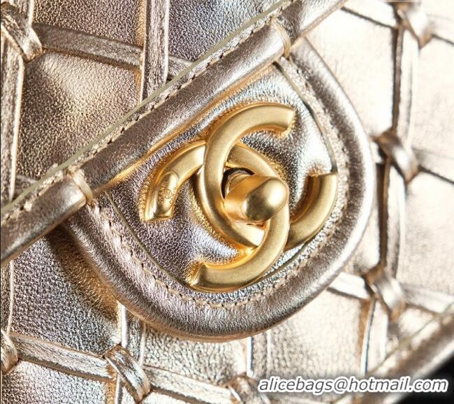Best Price Chanel Metallized Braided Calfskin Mini Flap Bag AS4797 Gold 2025