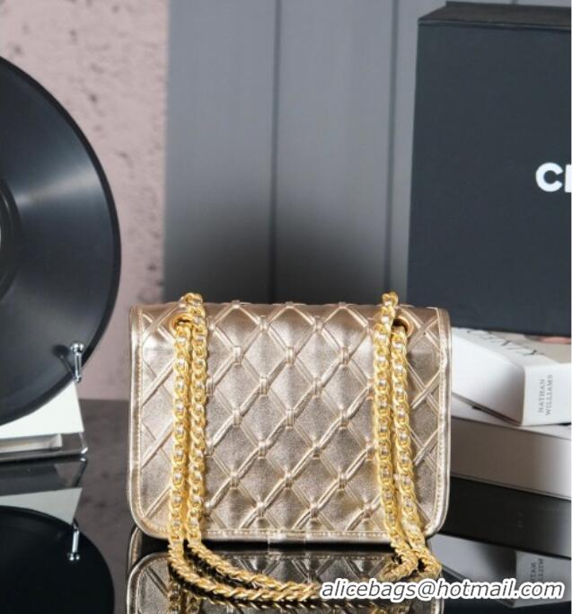 Best Price Chanel Metallized Braided Calfskin Mini Flap Bag AS4797 Gold 2025