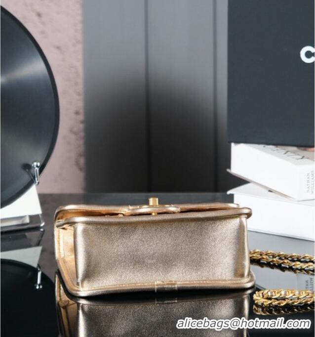 Best Price Chanel Metallized Braided Calfskin Mini Flap Bag AS4797 Gold 2025