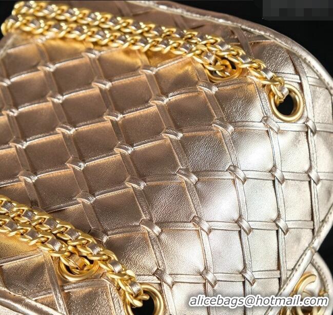 Best Price Chanel Metallized Braided Calfskin Mini Flap Bag AS4797 Gold 2025