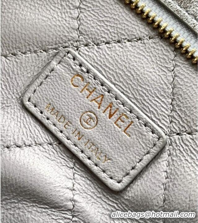 Luxury Discount Chanel Metallized Calfskin Clutch with Chain and Pearl AP4613 Silver 2025