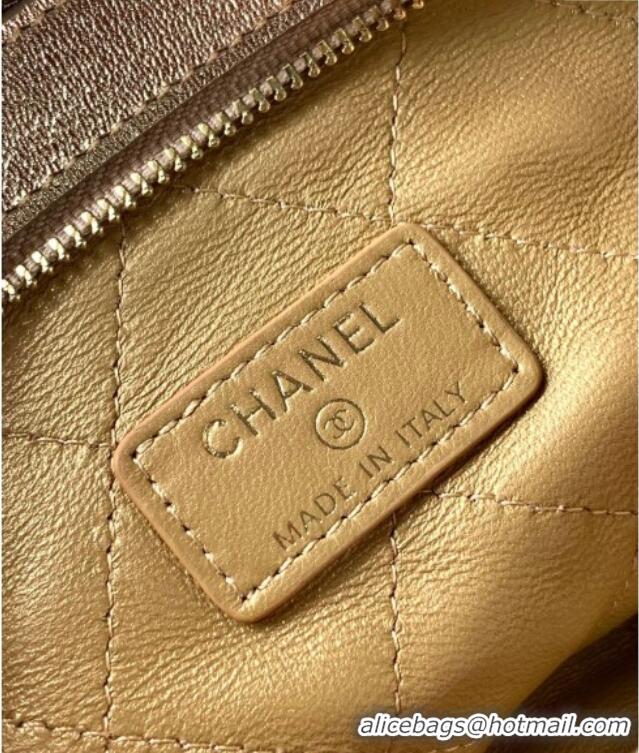 New Fashion Chanel Metallized Calfskin Clutch with Chain and Pearl AP4613 Gold 2025