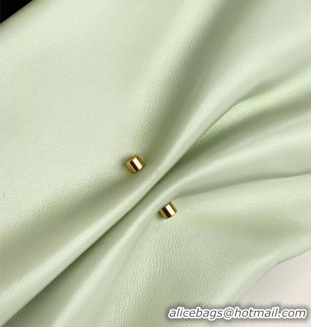 Luxury Cheap Chanel Shiny Lambskin Clutch with Chain and Pearl AP4613 Light Green 2025