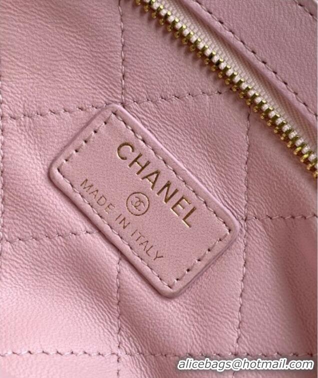 New Fashion Chanel Shiny Lambskin Clutch with Chain and Pearl AP4613 Light Pink 2025