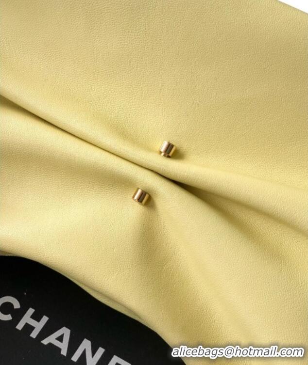 Good Looking Chanel Shiny Lambskin Clutch with Chain with Pearl AP4613 Yellow 2025