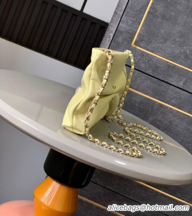 Good Looking Chanel Shiny Lambskin Clutch with Chain with Pearl AP4613 Yellow 2025