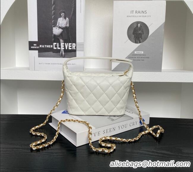Pretty Style Chanel Grained Calfskin Clutch with Chain AP4484 White 2025
