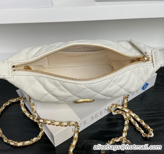 Pretty Style Chanel Grained Calfskin Clutch with Chain AP4484 White 2025