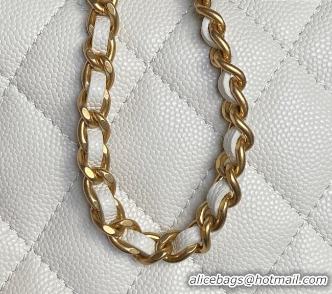 Pretty Style Chanel Grained Calfskin Clutch with Chain AP4484 White 2025