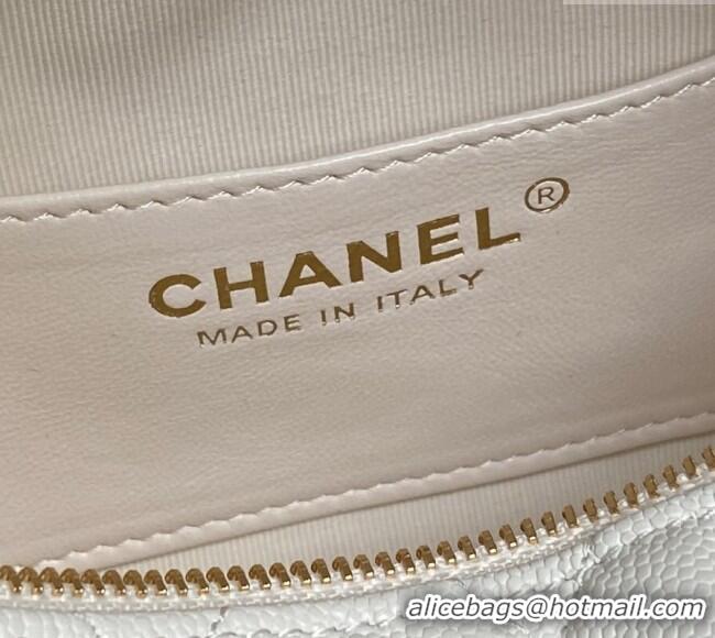 Pretty Style Chanel Grained Calfskin Clutch with Chain AP4484 White 2025
