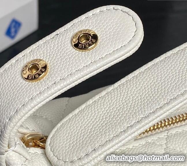 Pretty Style Chanel Grained Calfskin Clutch with Chain AP4484 White 2025