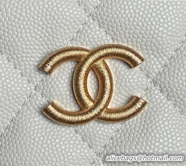 Pretty Style Chanel Grained Calfskin Clutch with Chain AP4484 White 2025