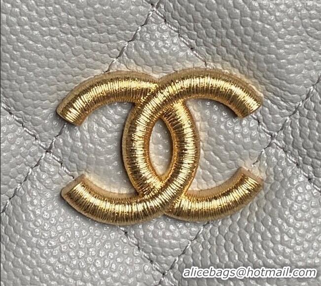 Top Design Chanel Grained Calfskin Clutch with Chain AP4484 Grey 2025