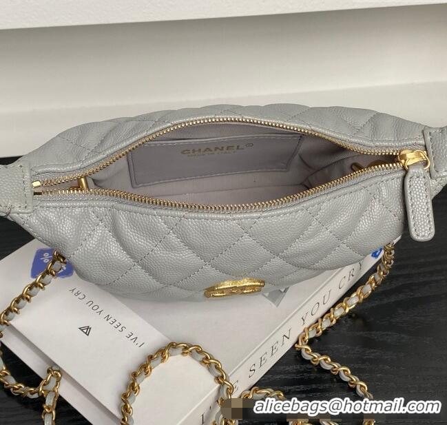 Top Design Chanel Grained Calfskin Clutch with Chain AP4484 Grey 2025