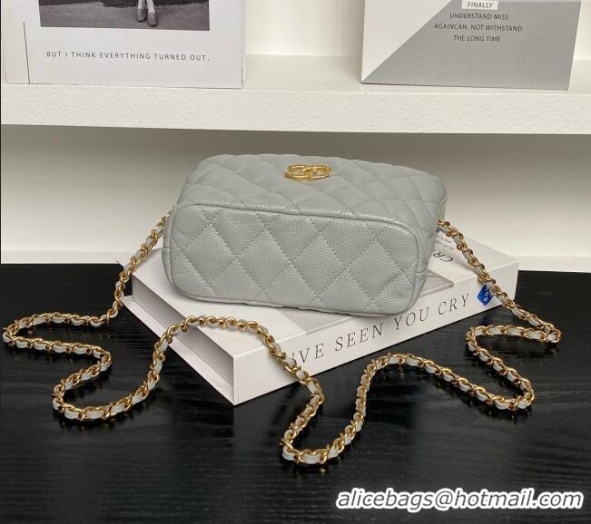 Top Design Chanel Grained Calfskin Clutch with Chain AP4484 Grey 2025