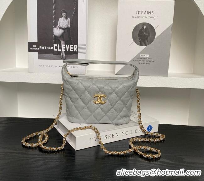 Top Design Chanel Grained Calfskin Clutch with Chain AP4484 Grey 2025