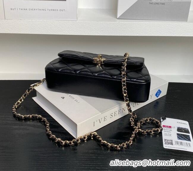 Super Quality Chanel Lambskin Clutch with Chain AP4592 Black 2025
