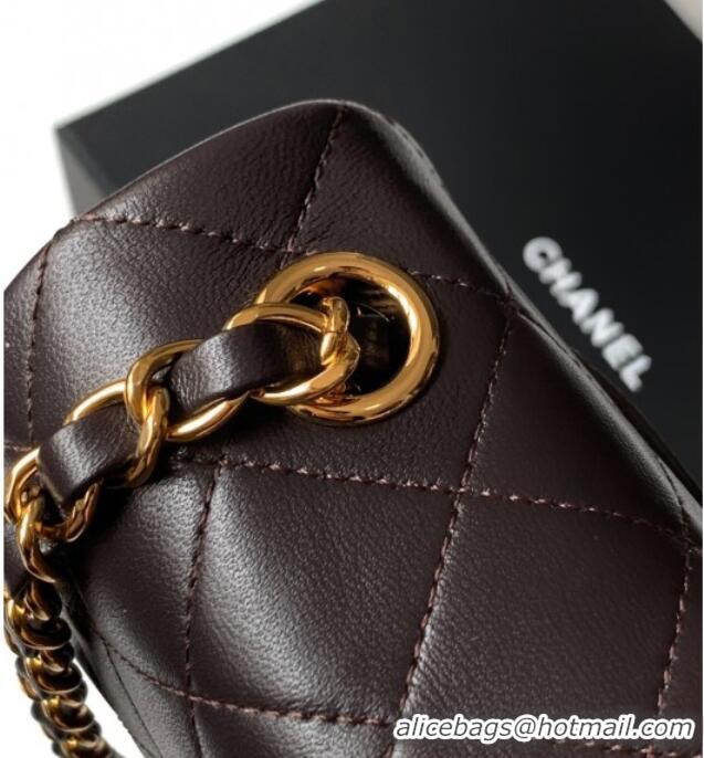 Famous Brand Chanel Vintage Lambskin Small Flap Bag CH032701 Chocolate Brown 2025