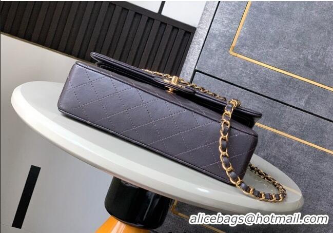 Famous Brand Chanel Vintage Lambskin Medium Flap Bag CH032701 Chocolate Brown 2025