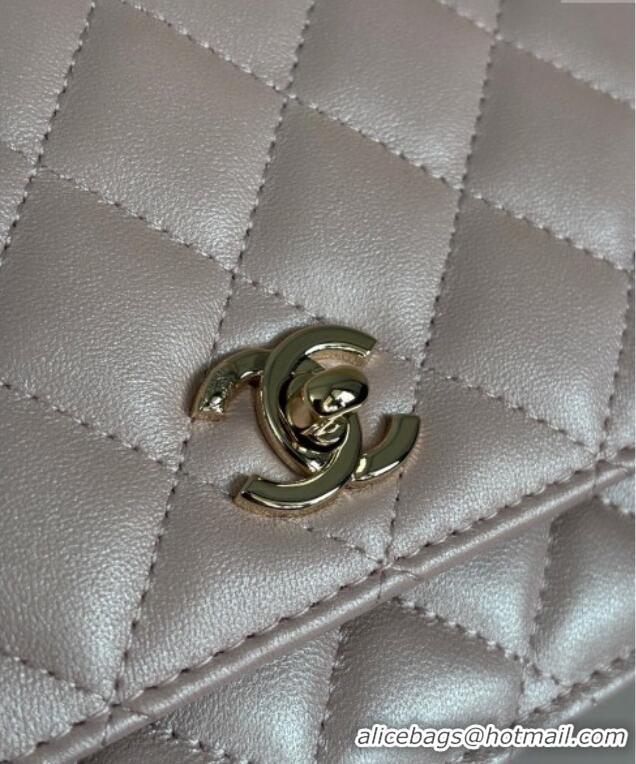 Best Product Chanel Pearly Lambskin on Chain with Logo Charm AP4537 Pink 2025