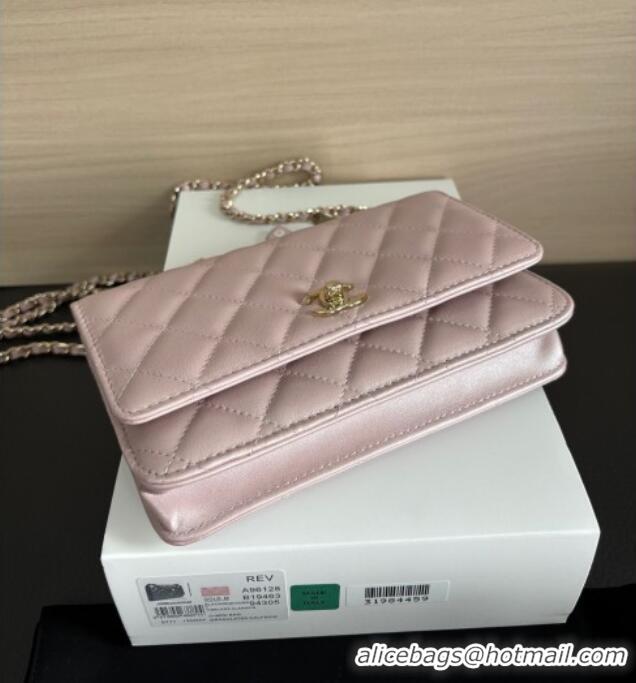 Best Product Chanel Pearly Lambskin on Chain with Logo Charm AP4537 Pink 2025