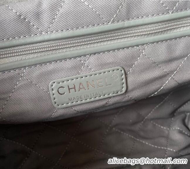 Good Taste Chanel 22 Suede Small Shopping Bag with Studs AS3260 Grey 2025