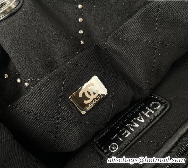Buy Fashionable Chanel 22 Suede Small Shopping Bag with Studs AS3260 Black 2025