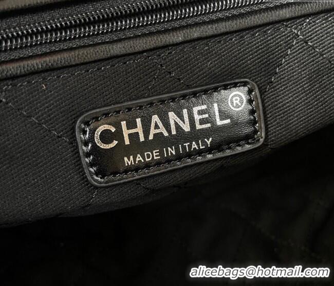 Buy Fashionable Chanel 22 Suede Small Shopping Bag with Studs AS3260 Black 2025
