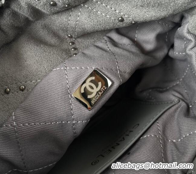 Top Grade Chanel 22 Suede Mini Shopping Bag with Studs AS3980 Grey 2025
