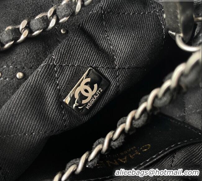 Best Product Chanel 22 Suede Mini Shopping Bag with Studs AS3980 Black 2025
