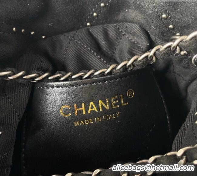 Best Product Chanel 22 Suede Mini Shopping Bag with Studs AS3980 Black 2025