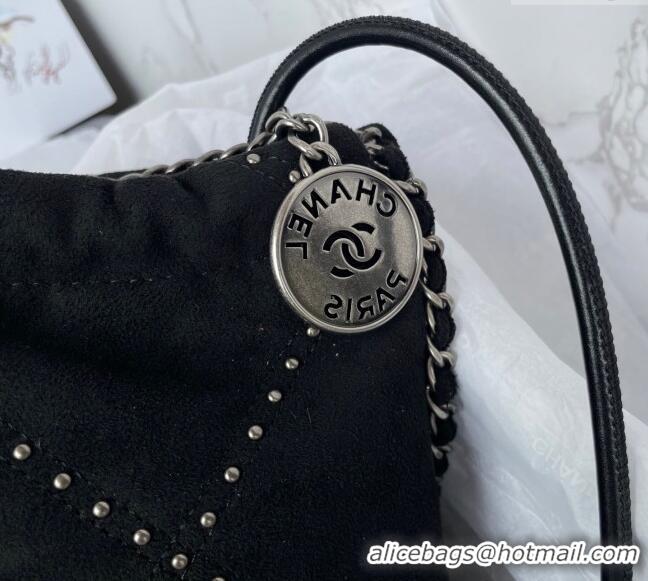 Best Product Chanel 22 Suede Mini Shopping Bag with Studs AS3980 Black 2025
