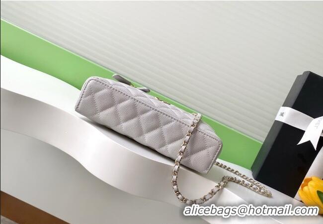 Best Grade Chanel Grained Calfskin Long Vanity Case with Chain AP4407 Light Grey 2025