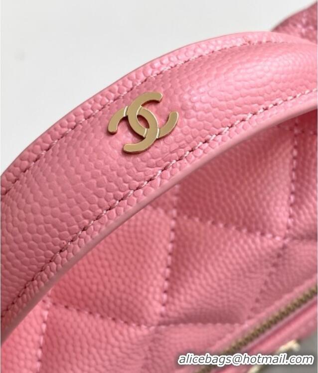 Top Design Chanel Grained Calfskin Long Vanity Case with Chain AP4407 Pink 2025