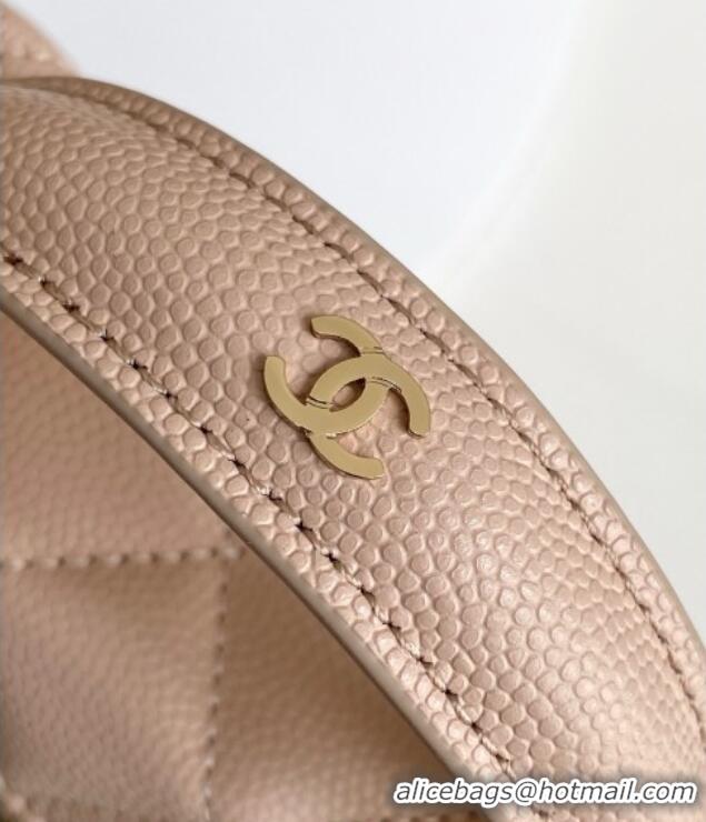 Top Design Chanel Grained Calfskin Long Vanity Case with Chain AP4407 Nude Pink 2025