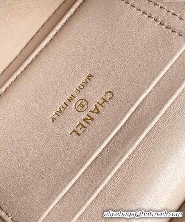 Top Design Chanel Grained Calfskin Long Vanity Case with Chain AP4407 Nude Pink 2025