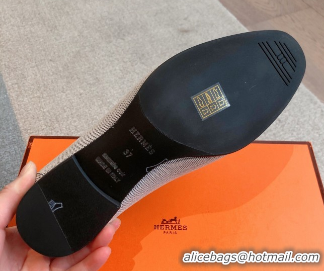 Buy Discount Hermes Paris Loafers in Calfskin and Canvas Dark Blue 0419111