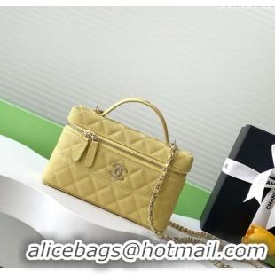 Grade Quality Chanel Grained Calfskin Long Vanity Case with Chain AP4407 Yellow 2025
