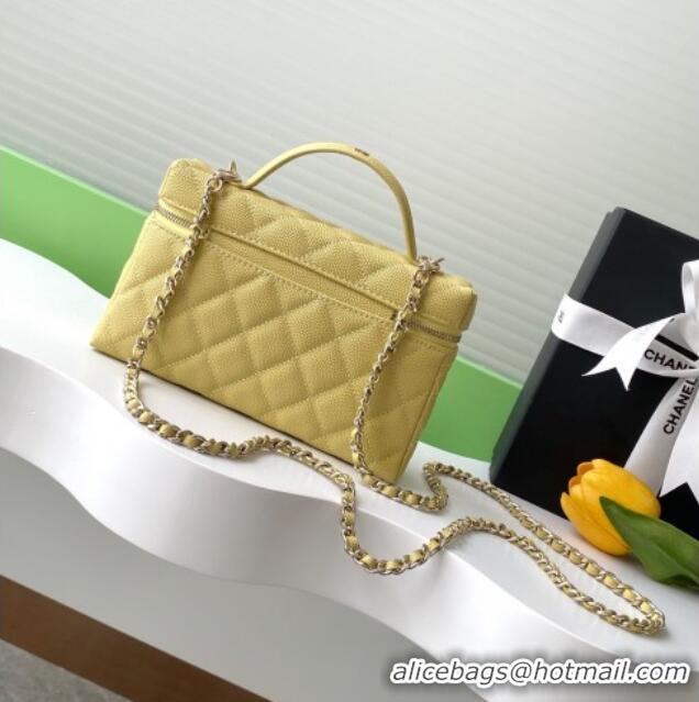 Grade Quality Chanel Grained Calfskin Long Vanity Case with Chain AP4407 Yellow 2025