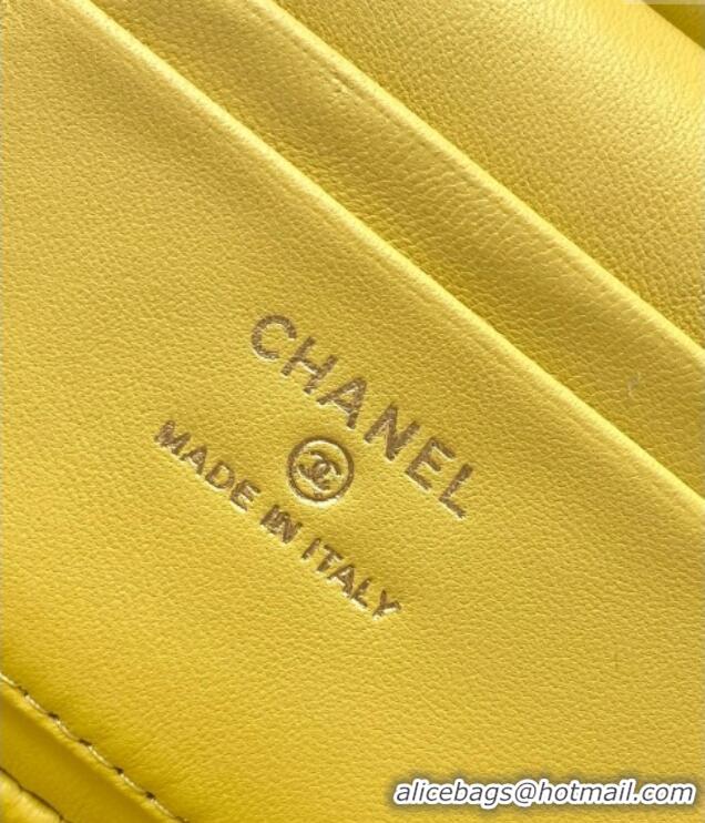 Grade Quality Chanel Grained Calfskin Long Vanity Case with Chain AP4407 Yellow 2025