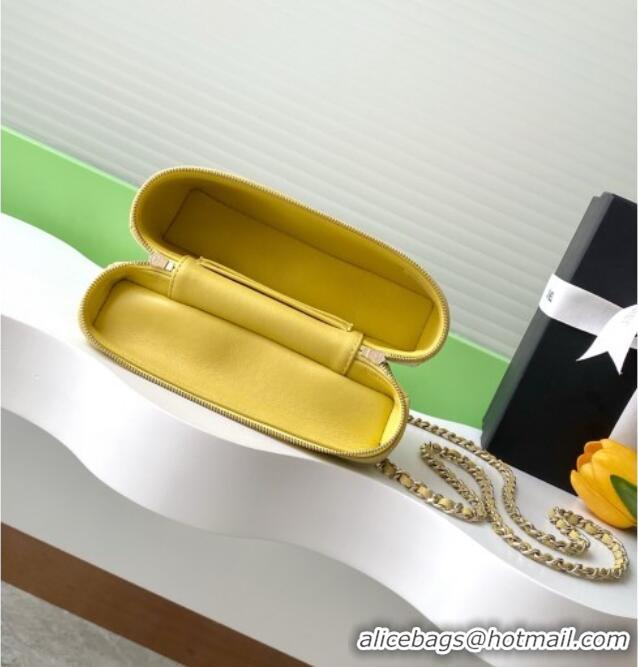 Grade Quality Chanel Grained Calfskin Long Vanity Case with Chain AP4407 Yellow 2025